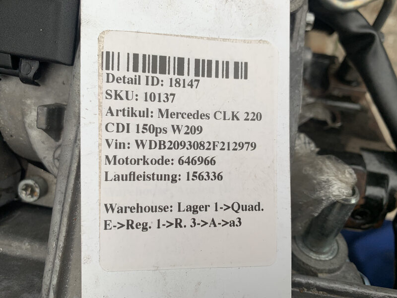 Mercedes CLK  C E 220 CDI 150ps W209 W211 W203 Motor 646966 Bild 9