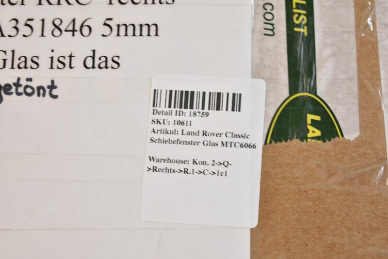 Land Rover Classic Schiebefenster Glas MTC6066 Bild 3