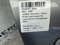 Mercedes C Klasse W204 Limo/Kombi Tür Vorne Rechts 792 Palladium Silber Bild 5