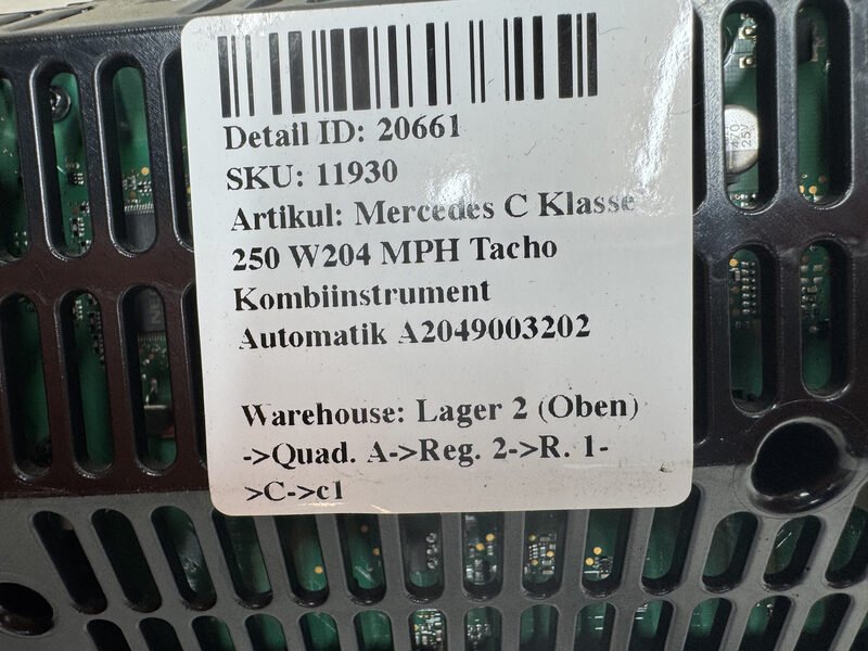 Mercedes C Klasse 250 W204 MPH Tacho Kombiinstrument Automatik A2049003202 Bild 5