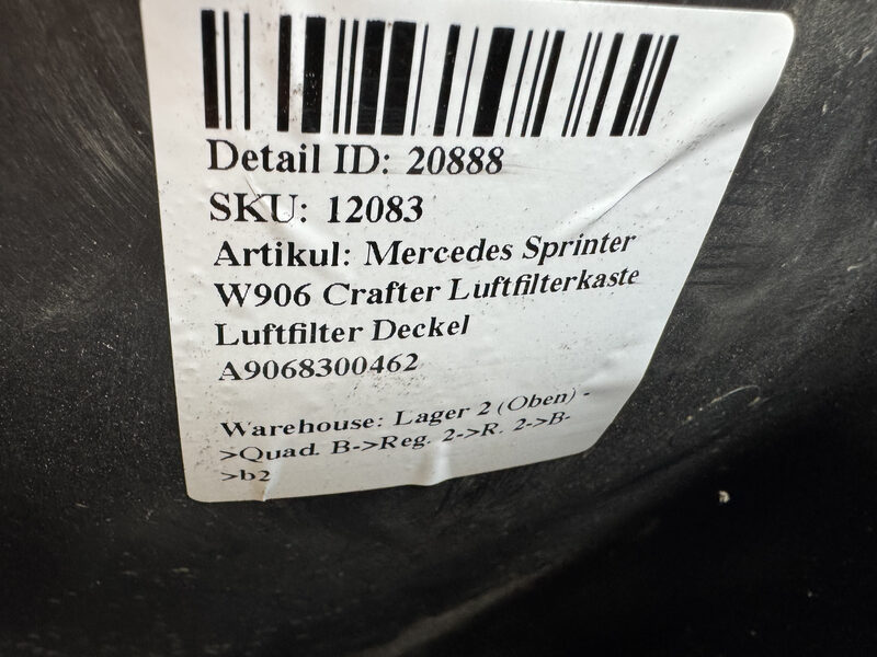Mercedes Sprinter W906 Crafter Luftfilterkaste Luftfilter Deckel  A9068300462 Bild 7