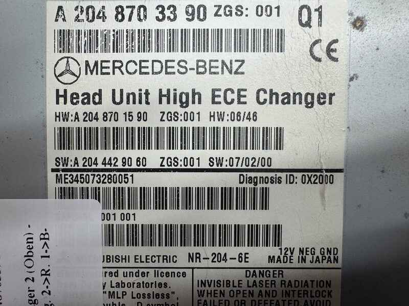 Mercedes C Klasse W204 Navi Navigation Autoradio A2048703390 Bild 3