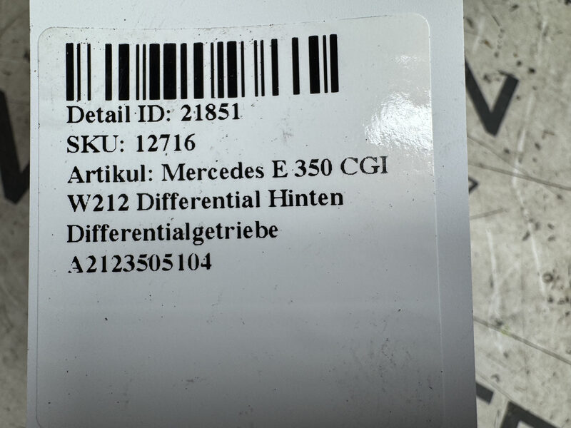 Mercedes E 350CGI W212 Differential Hinten Differentialgetriebe 2,82 A2123505104 Bild 5
