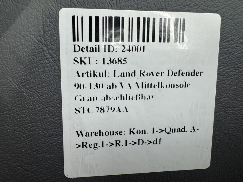 Land Rover Defender 90-130 ab VA Mittelkonsole Grau abschließbar STC7879AA Bild 10