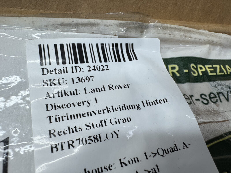 Land Rover Discovery 1 Türinnenverkleidung Hinten Rechts Stoff Grau BTR7058LOY Bild 7