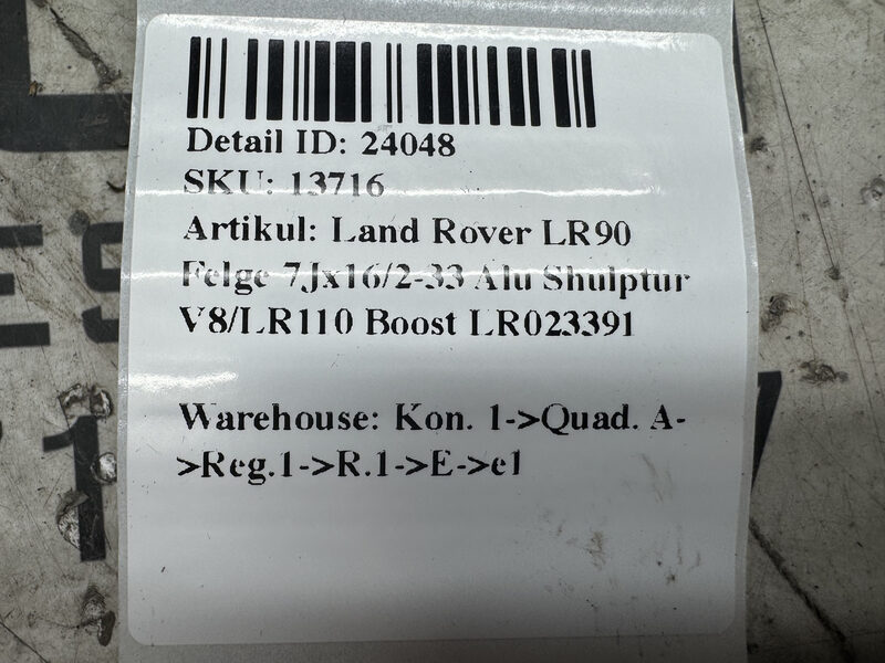 Land Rover LR90 Felge 7Jx16/2-33 Alu Shulptur V8/LR110 Boost LR023391 Bild 7