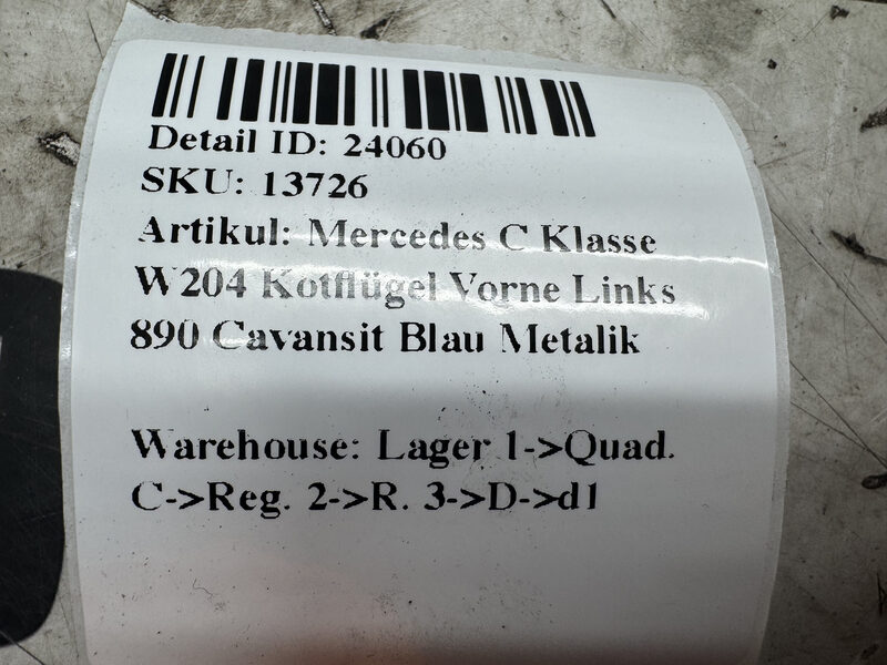 Mercedes C Klasse W204  Kotflügel Vorne Links 890 Cavansit Blau Metalik Bild 5