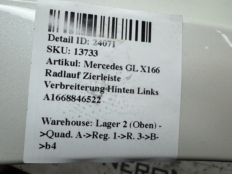 Mercedes GL X166 Radlauf Zierleiste Verbreiterung Hinten Links A1668846522 Bild 6