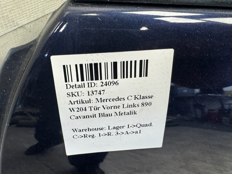 Mercedes C Klasse W204  Tür Vorne Links 890 Cavansit Blau Metalik Bild 5