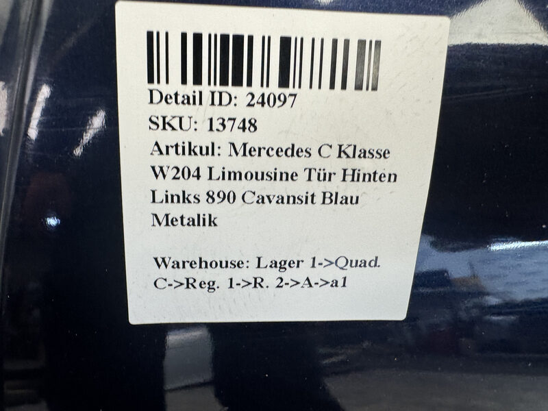 Mercedes C Klasse W204 Limousine Tür Hinten Links 890 Cavansit Blau Metalik Bild 5