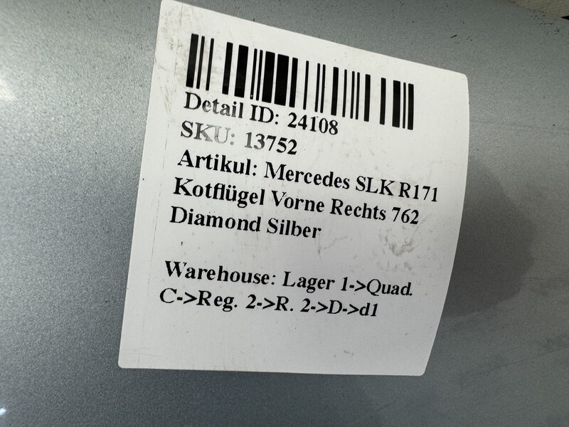 Mercedes SLK R171  Kotflügel Vorne Rechts 762 Diamond Silber Bild 8