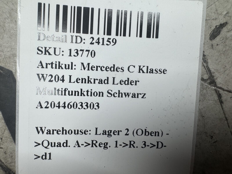 Mercedes C Klasse W204  Lenkrad Leder Multifunktion  Schwarz A2044603303 Bild 7