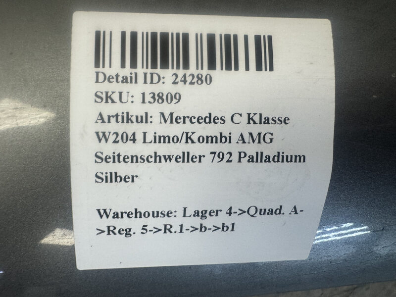 Mercedes C Klasse W204 Limo/Kombi AMG Seitenschweller 792 Palladium Silber Bild 9