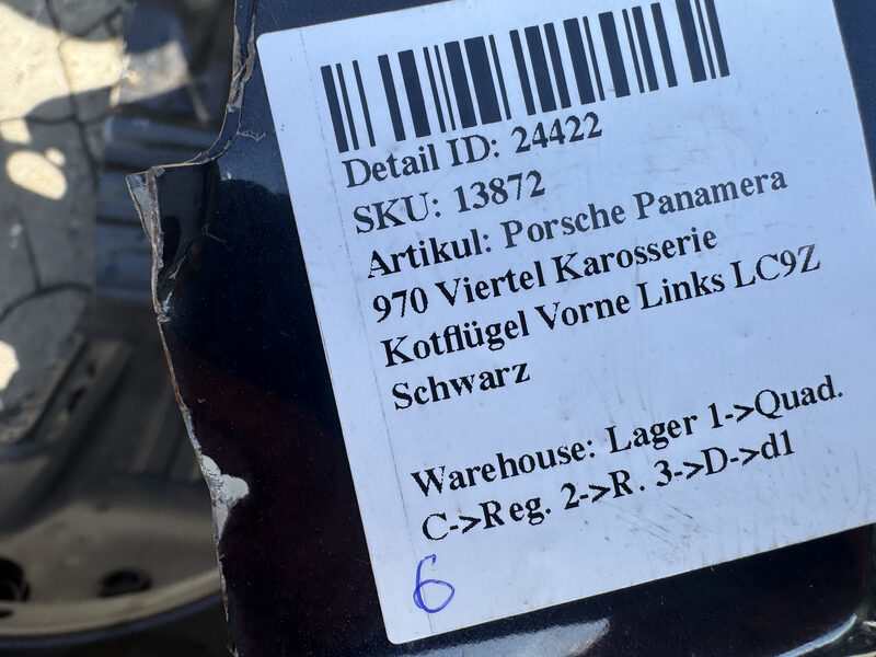 Porsche Panamera 970 Viertel Karosserie Kotflügel Vorne Links LC9Z Schwarz Bild 4