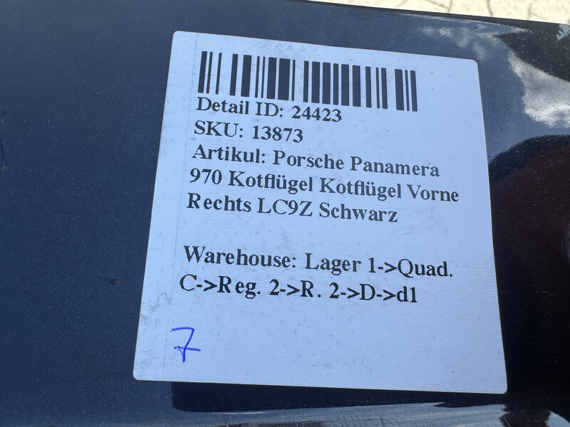 Porsche Panamera 970 Kotflügel Kotflügel Vorne Rechts LC9Z Schwarz Bild 4