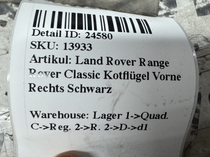 Land Rover Range Rover Classic Kotflügel Vorne Rechts Schwarz Bild 9