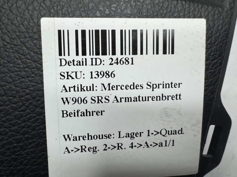 Mercedes Sprinter W906 SRS Armaturenbrett Beifahrer Bild 7