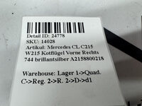 Mercedes CL C215 W215  Kotflügel Vorne Rechts 744 brillantsilber A2158800218 Bild 8