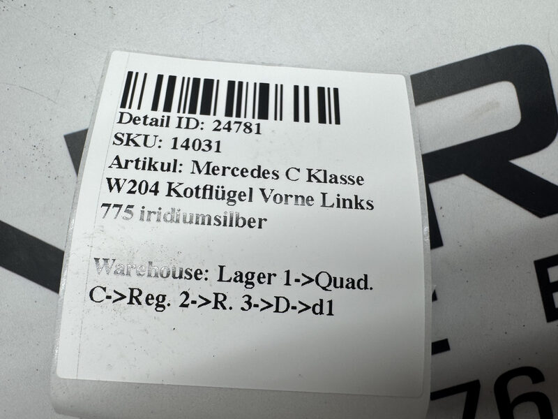 Mercedes C Klasse W204  Kotflügel Vorne Links 775 iridiumsilber Bild 6