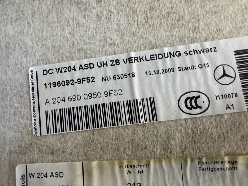 Mercedes C Klasse W204 Limousine Dachhimmel Himmel Schwarz Set A2046900950 Bild 6