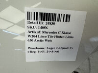 Mercedes C Klasse W204 Limo Tür Hinten Links 650 Arctic Weis Bild 5