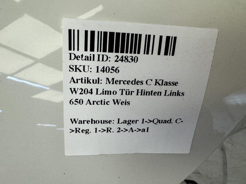 Mercedes C Klasse W204 Limo Tür Hinten Links 650 Arctic Weis Bild 5