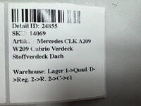 Mercedes CLK A209 W209 Cabrio Verdeck Stoffverdeck Dach Bild 9