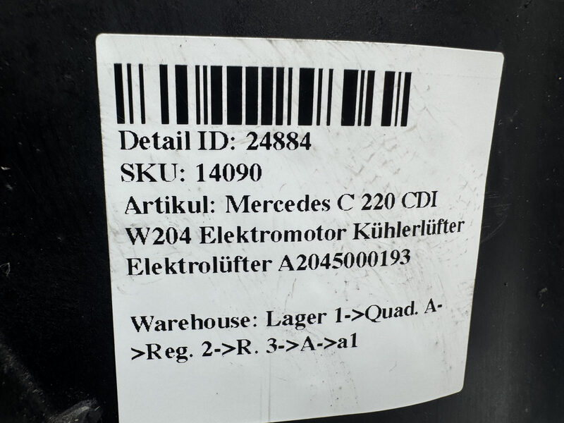 Mercedes C 220 CDI W204  Elektromotor Kühlerlüfter Elektrolüfter A2045000193 Bild 6