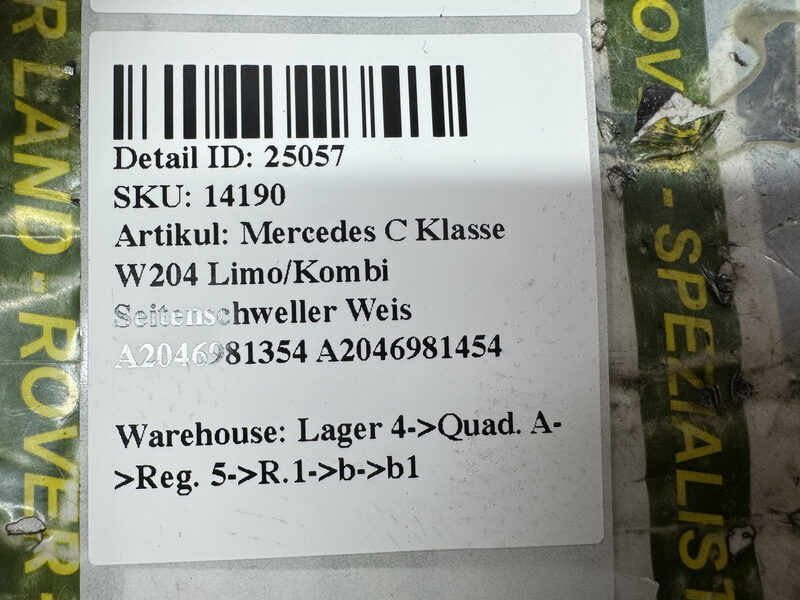 Mercedes C Klasse W204 Limo/Kombi Seitenschweller Weis A2046981354 A2046981454 Bild 6