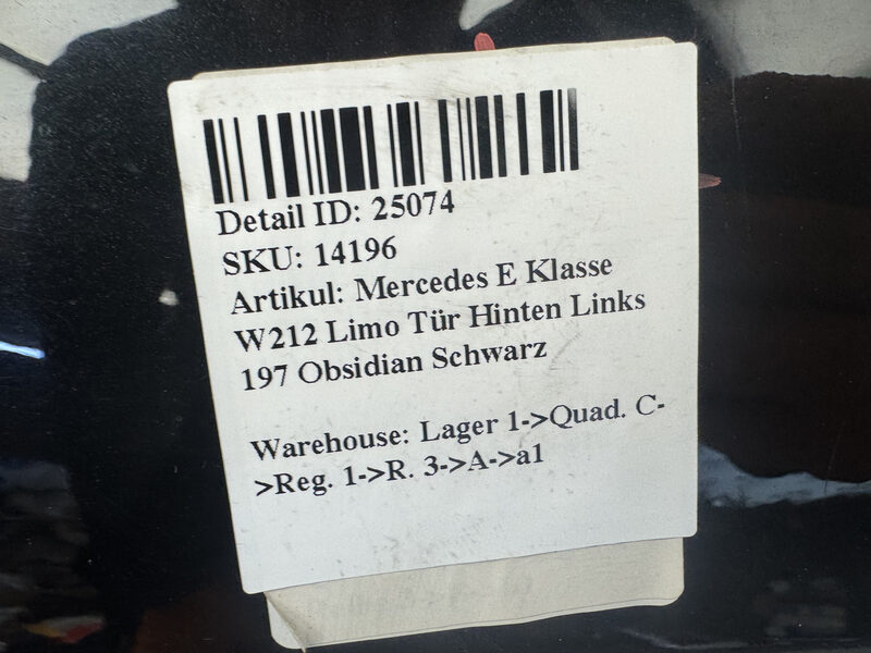 Mercedes E Klasse W212 Limo Tür Hinten Links 197 Obsidian Schwarz Bild 6