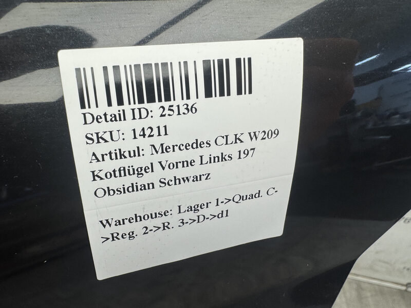 Mercedes CLK W209 Kotflügel Vorne Links 197 Obsidian Schwarz Bild 7