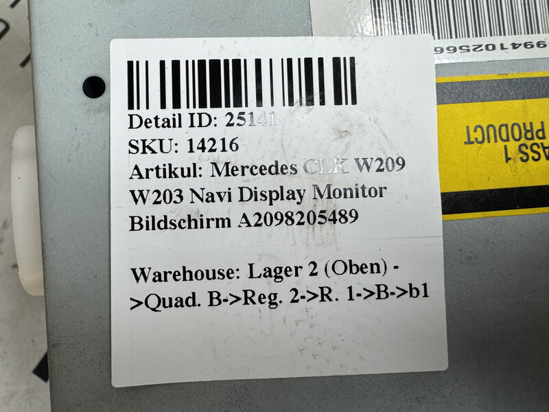 Mercedes CLK W209 W203 Navi Display Monitor Bildschirm A2098205489 Bild 5