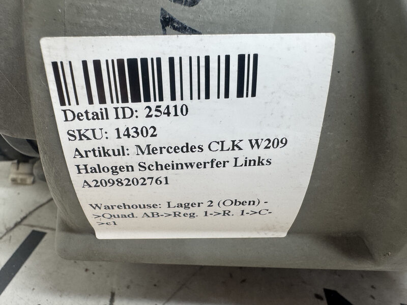 Mercedes CLK W209  Halogen Scheinwerfer Links A2098202761 Bild 6
