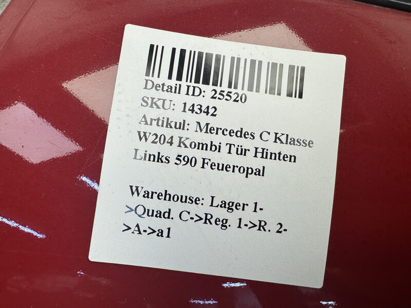 Mercedes C Klasse W204 Kombi Tür Hinten Links 590 Feueropal Bild 9