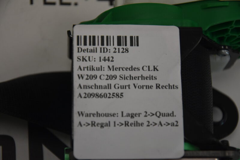 Mercedes CLK W209 C209 Sicherheits Anschnall Gurt Vorne Links Rechts A2098602585 Bild 3
