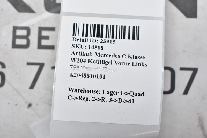 Mercedes C Klasse W204  Kotflügel Vorne Links 755 Tenorit Grau A2048810101 Bild 6