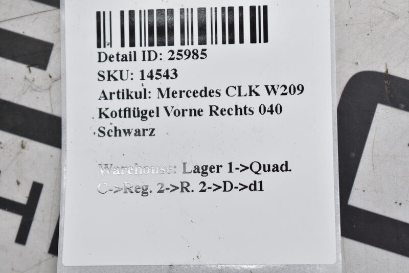 Mercedes CLK W209  Kotflügel Vorne Rechts 040 Schwarz Bild 8