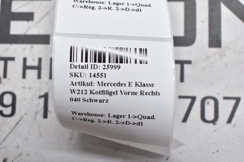 Mercedes E Klasse W212  Kotflügel Vorne Rechts 040 Schwarz Bild 5