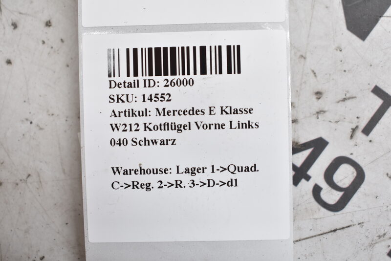 Mercedes E Klasse W212  Kotflügel Vorne Links 040 Schwarz Bild 5