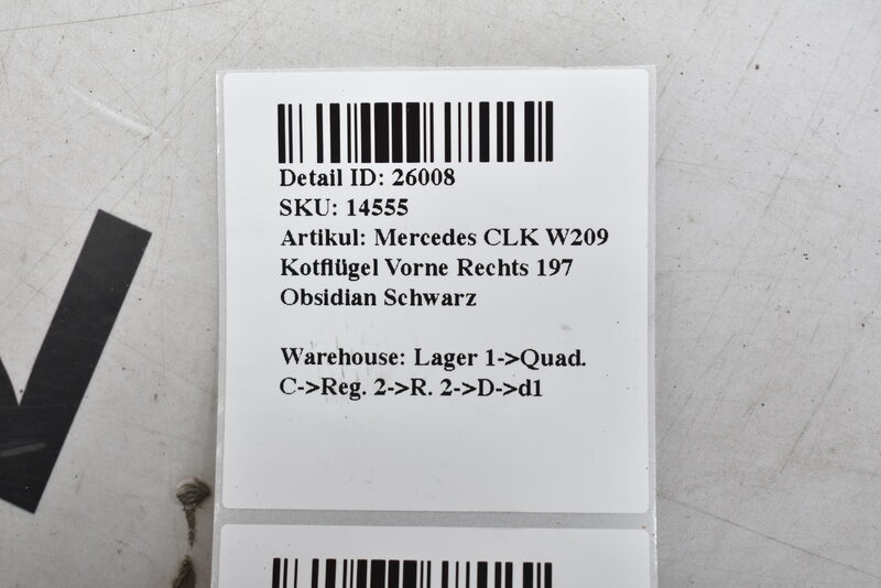 Mercedes CLK W209  Kotflügel Vorne Rechts 197 Obsidian Schwarz Bild 8