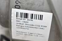 Mercedes CLK W209  Halogen Scheinwerfer Links A2098202761 Bild 5