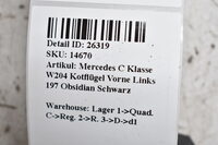 Mercedes C Klasse W204  Kotflügel Vorne Links 197 Obsidian Schwarz Bild 7