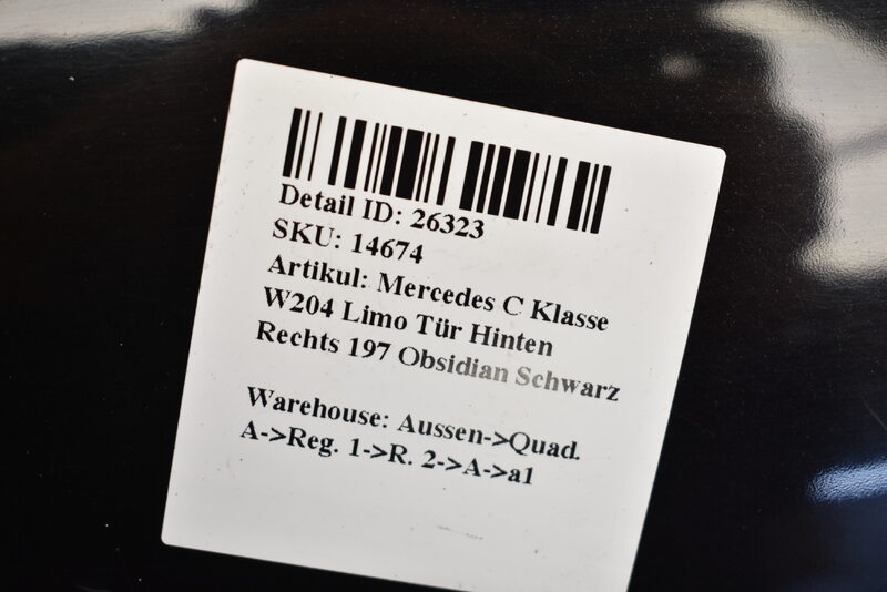 Mercedes C Klasse W204 Limo Tür Hinten Rechts 197 Obsidian Schwarz Bild 6