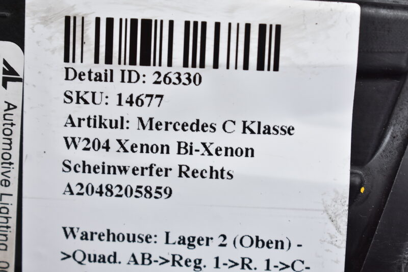 Mercedes C Klasse W204 Xenon Bi-Xenon Scheinwerfer Rechts A2048205859 Bild 7