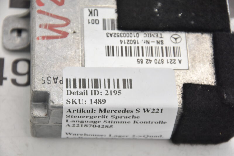Mercedes S W221  Steuergerät Sprache Language Stimme Kontrolle A2218704285 Bild 3