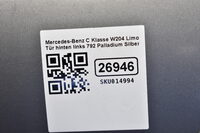 Mercedes-Benz C Klasse W204 Limousine Tür  hinten links 792 Palladium Silber Bild 8