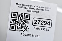 Mercedes-Benz C-Klasse W204  Kotflügel Vorne Rechts 650 Calcitweiß A2048811001 Bild 5