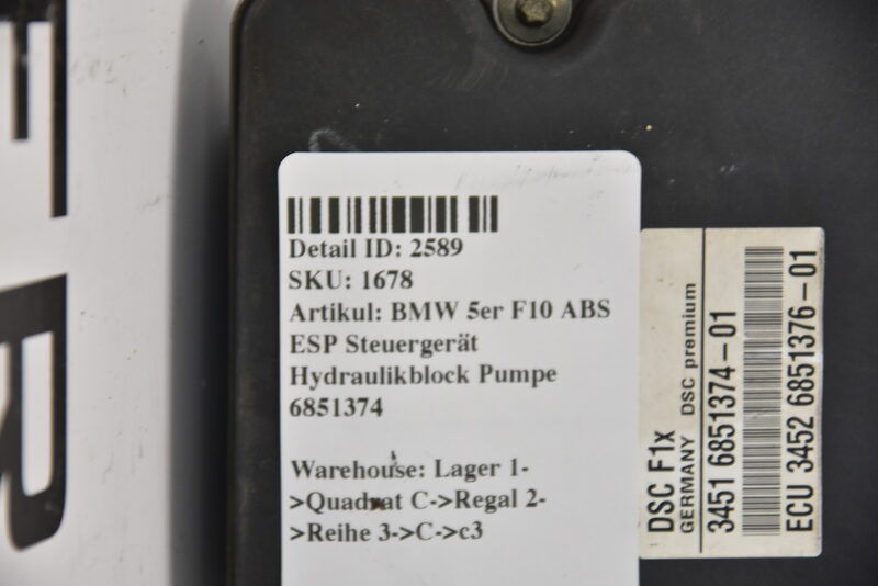 BMW 5er F10  ABS ESP Steuergerät Hydraulikblock Pumpe 6851374 Bild 5