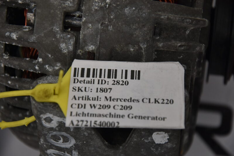 Mercedes CLK C E CLS SLK 350 280 W211 W209 W219 R171 Lichtmaschine A2721540002 Bild 7
