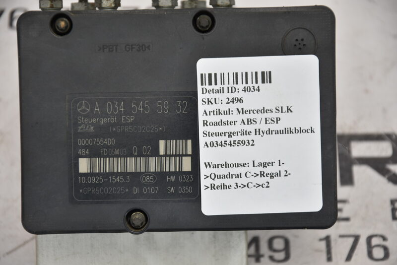 Mercedes SLK R171  ABS / ESP Steuergeräte Hydraulikblock A0345455932 Bild 3